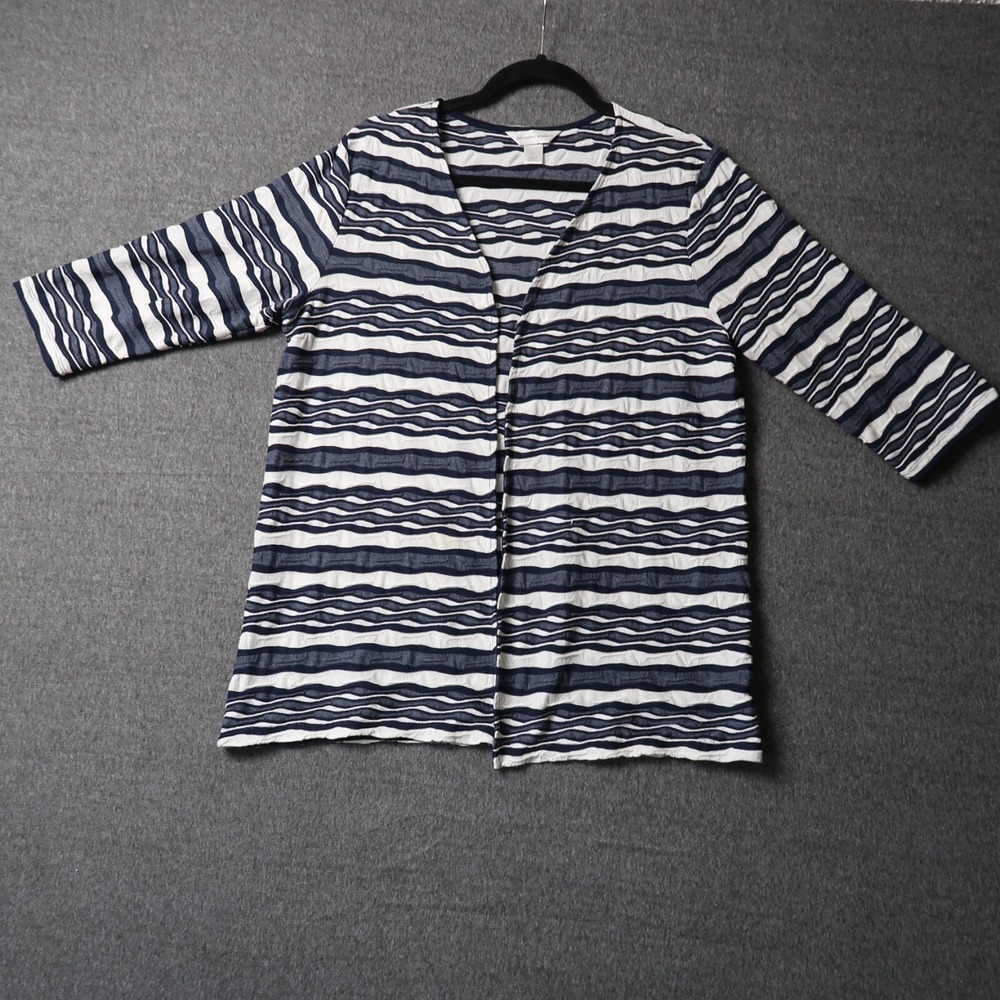 Christopher & Banks Womens Gray Black Geometric Open Front Cardigan Sweater Sz L